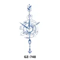 Herbal semi-permanent tattoo sticker geometric compass anchor design waterproof long-lasting body art - GZ-748