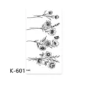 Black and white floral temporary tattoo sticker sheet minimalist botanical line art K-601 - K-601