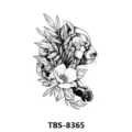 Temporary tattoo sticker featuring a black and white animal and floral sketch design for men and women. - Animal Silhouette Floral (TBS-8365)