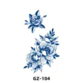 Blue floral herbal temporary tattoo sticker SKU GZ-104, semi-permanent waterproof body art. - GZ-104