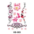 Floral temporary tattoo sticker variant, featuring colorful peony, cherry blossom and tribal designs. - HB-085