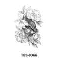 Black and white cat flower temporary tattoo sticker variant, stylish animal body art design. - Kitty Floral Style (TBS-8366)