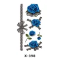 Blue rose black lace temporary tattoo sticker set body art waterproof fashion design for girls. - Lace & Blue Rose (X-398)