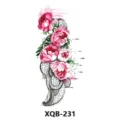 Waterproof temporary tattoo sticker with pink peony flower and black lace design - Peony Lace (XQB-231)