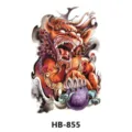 Waterproof temporary tattoo sticker featuring a fierce lion design and colorful art. - HB-855