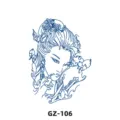 Herbal temporary tattoo sticker, blue traditional Chinese beauty design, model GZ-106 variant. - GZ-106