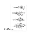 Disposable temporary tattoo sticker sheet featuring floral and geometric black line art. - K-604