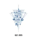 Herbal semi-permanent temporary tattoo sticker blue rose geometric design body art - Rose Geometric Style (GZ-305)