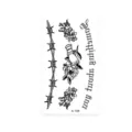 Hoja de pegatina de tatuaje temporal minimalista en blanco y negro con flores y alambre. - K-106 Alambre de Púas y Floral