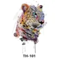 Colorful watercolor leopard tattoo sticker, body art temporary tattoo design for men and women. - TH-101 Pattern