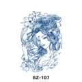 Semi-permanent waterproof herbal tattoo sticker featuring elegant Japanese geisha and floral line art design. - GZ-107