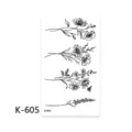 Black and white floral temporary tattoo sticker, minimalist botanical body art design. - K-605