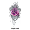 Waterproof temporary tattoo sticker featuring a vibrant purple rose and intricate black totem design. - Purple Rose Lace (XQB-233)