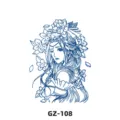 Herbal tattoo sticker ancient style blue woman flower pattern waterproof temporary skin art design - GZ-108