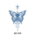 Herbal semi-permanent waterproof temporary tattoo sticker featuring a blue geometric butterfly design. - Butterfly Symbol Style (GZ-310)