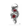Autocollant de tatouage temporaire imperméable avec design géométrique de dragon et rose rouge. - K-202