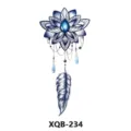 Temporary tattoo sticker featuring a blue lotus flower and feather design, waterproof skin art. - Blue Lotus Feather (XQB-234)