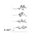 Botanical floral line art waterproof body tattoo sticker variant design. - K-607