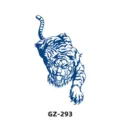 Herbal semi-permanent waterproof tattoo sticker featuring a fierce blue tiger design variant. - Pouncing Tiger Style (GZ-293)