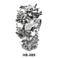 Black and white temporary tattoo sticker featuring roses and birds design, waterproof arm art. - HB-089