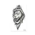 Autocollant de tatouage imperméable lion croquis noir et blanc avec diamant et lune géométriques. - K-203