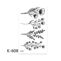 Temporary tattoo sticker black floral plant botanical line art minimalist waterproof - K-608