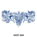 Herbal juice chest tattoo sticker, semi-permanent blue mythical beast design for body art. - Traditional Mythical Beast (GZXT-060)