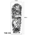 Volledige arm tijdelijke tatoeage sticker met leeuw en wolf totem ontwerp groot - Leeuw en Boswolf (TQB-336) / 170x480mm
