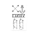 Adhesivo de tatuaje temporal impermeable con diseño de flechas, ancla y números romanos. - K-110 Flecha Ancla y Romano