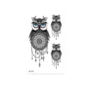 Hoja de tatuaje temporal impermeable con bonitos diseños de búho y atrapasueños. - K-111 Búho y Atrapasueños