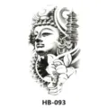 Black and white Buddha and lotus temporary tattoo sticker, waterproof body art design, HB-093 - HB-093