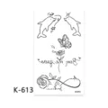 Waterproof temporary tattoo sticker featuring minimalist dolphin and rose designs. - K-613