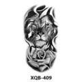 Pegatina de tatuaje temporal impermeable de león y rosa con diseño de boceto en blanco y negro. - Estilo Pétalos de León(XQB-409)
