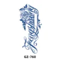 Herbal semi-permanent tattoo sticker waterproof juice half-arm blue rose letter design - GZ-760