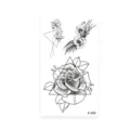 Temporary tattoo sticker black rose geometric floral sketch line waterproof body art design - K-209