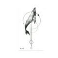 Adhesivo de tatuaje temporal ballena geométrica, impermeable sketch arte corporal etiqueta SKU. - K-115 Ballena Geométrica