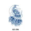 Herbal semi-permanent juice tattoo sticker with a blue peacock and moon design waterproof art - Chinese Peacock Style (GZ-296)