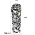 Tijdelijke tatoeage-sticker voor de hele arm voor mannen en vrouwen, zwart wolfontwerp. - Weerwolf en Biddende Handen (TQB-325) / 170x480mm