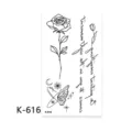 Temporary tattoo sticker black line rose tulip butterfly geometry minimalist fashion body art - K-616
