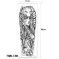 Tijdelijke arm tattoo sticker voor mannen en vrouwen, stam wolf krijger ontwerp 17x48cm - Indiaanse Krijger en Wolfskop (TQB-328) / 170x480mm