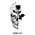 Adhesivo de tatuaje temporal gótico con diseño de calavera y rosa de llama, resistente al agua. - Estilo Llama Mitad Cráneo(XQB-415)