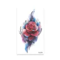Waterproof temporary tattoo sticker featuring an artistic watercolor red rose and stylish black lines. - K-215