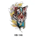 Adesivo per tatuaggio temporaneo tigre impermeabile con foglie dorate per braccio. - Tigre di Gemma (HB-146)
