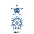 Herbal tattoo sticker temporary waterproof fashion body art design with star horseshoe motif - GZ-272 / 110x180mm