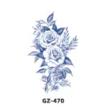 Blue rose temporary tattoo sticker waterproof floral body art fake tattoo design - GZ-470 / 180X110MM