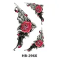 Waterproof temporary tattoo sticker variant with gothic red rose and black wing design. - HB-296X / 210*148mm