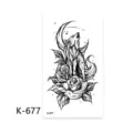 Tatuaggio temporaneo lupo geometrico e rosa, adesivo corporeo impermeabile per uomini e donne. - K-677