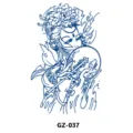 Herbal semi-permanent tattoo sticker blue classical beauty fan design waterproof body art decal - GZ-037