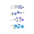 Blue botanical temporary tattoo sticker sheet featuring lovely floral flower art. - K-542