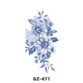 Semi-permanent herbal juice temporary tattoo sticker, blue floral bouquet design, waterproof body art. - GZ-471 / 180X110MM